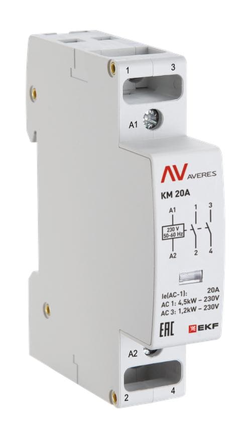 Контактор модульный КМ 20А 2NC 24VAC (1 мод.) AVERES