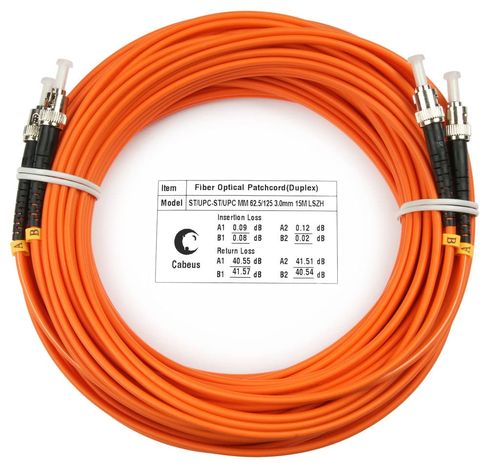 Патч-корд оптический duplex 20м ST-ST 62,5/125MM LSZH