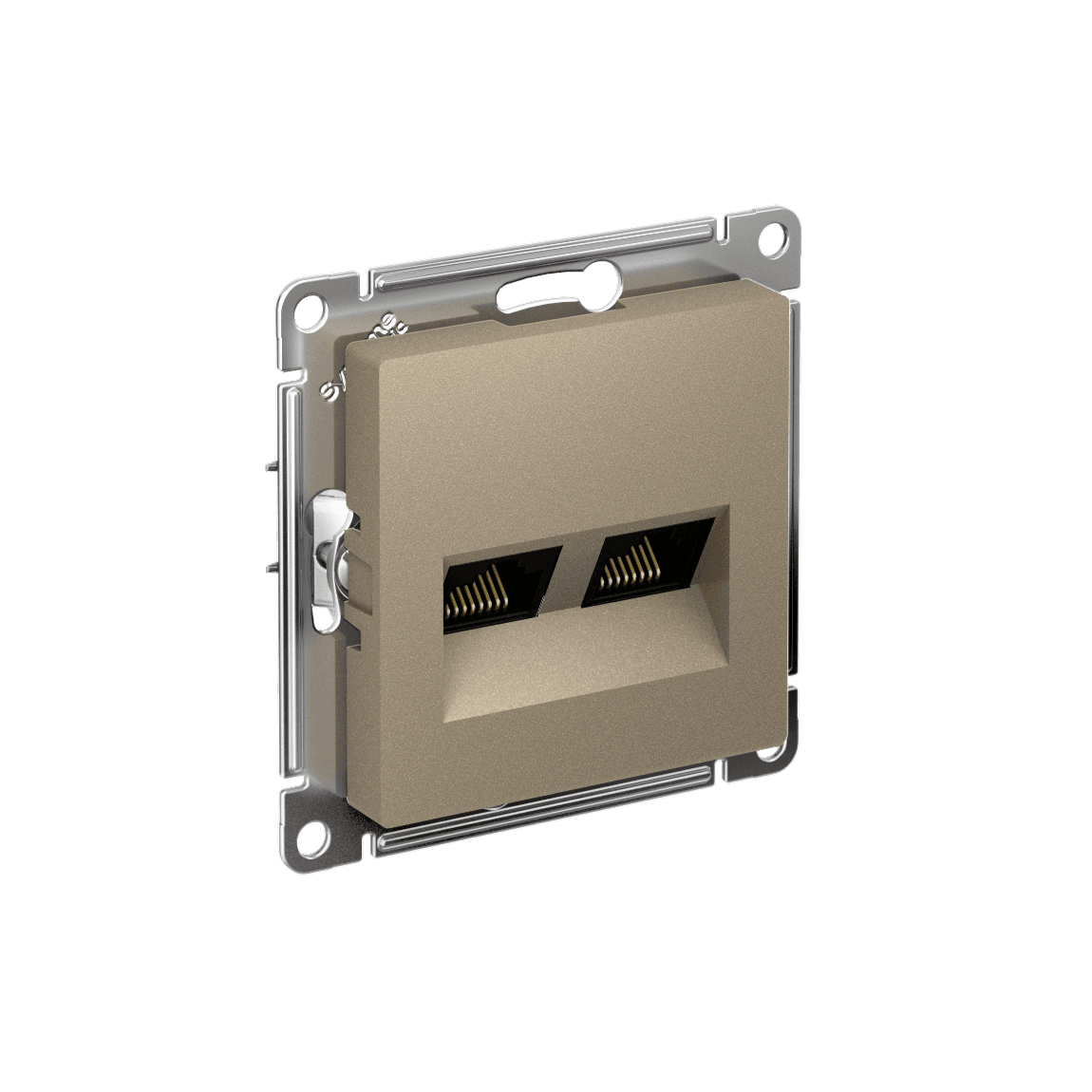 ATLASDESIGN РОЗЕТКА двойная компьютерная RJ45+RJ45 кат. 6А, механизм, ШАМПАНЬ