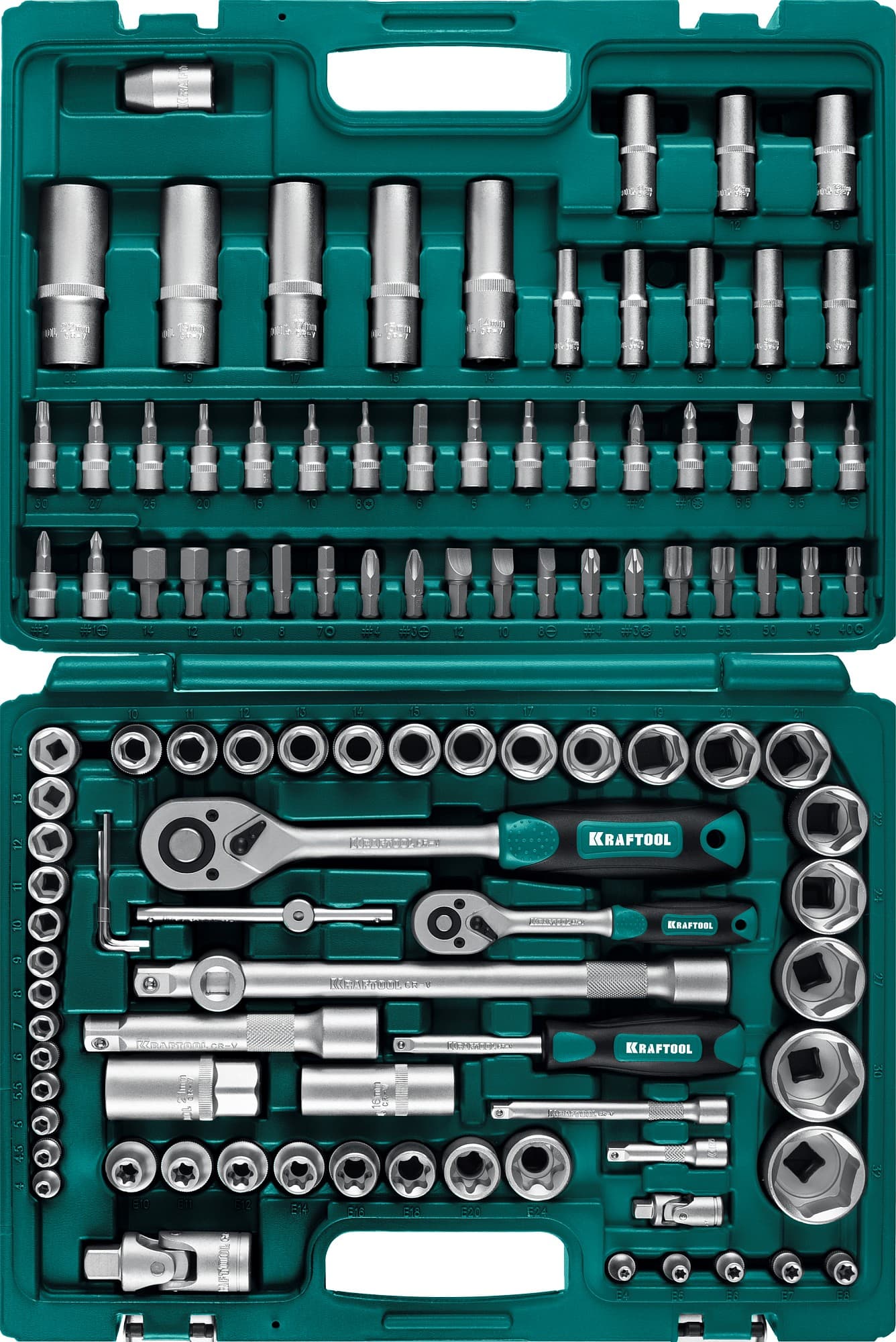 Набор инструмента универсальный X-Drive 108, 108 предм., (1/2''+3/8''+1/4'')