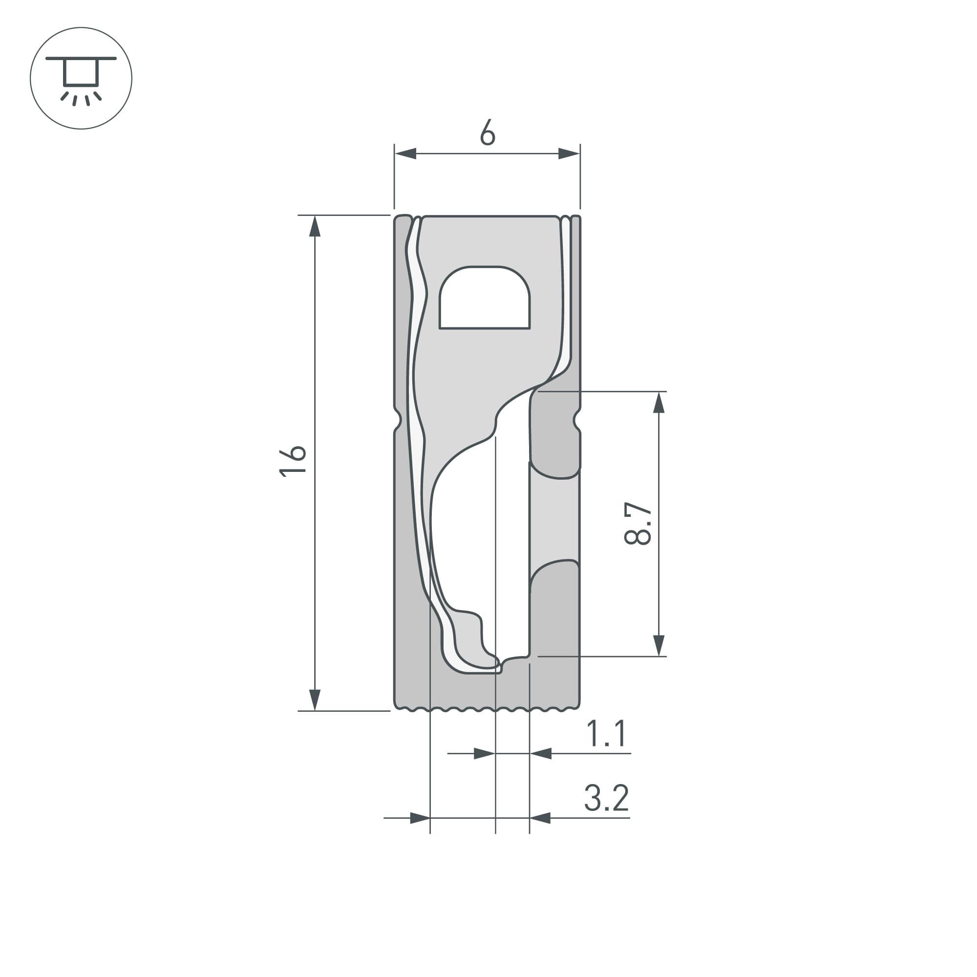 Профиль силиконовый WPH-FLEX-0616-SIDE-S9-5m BLACK (Силикон)