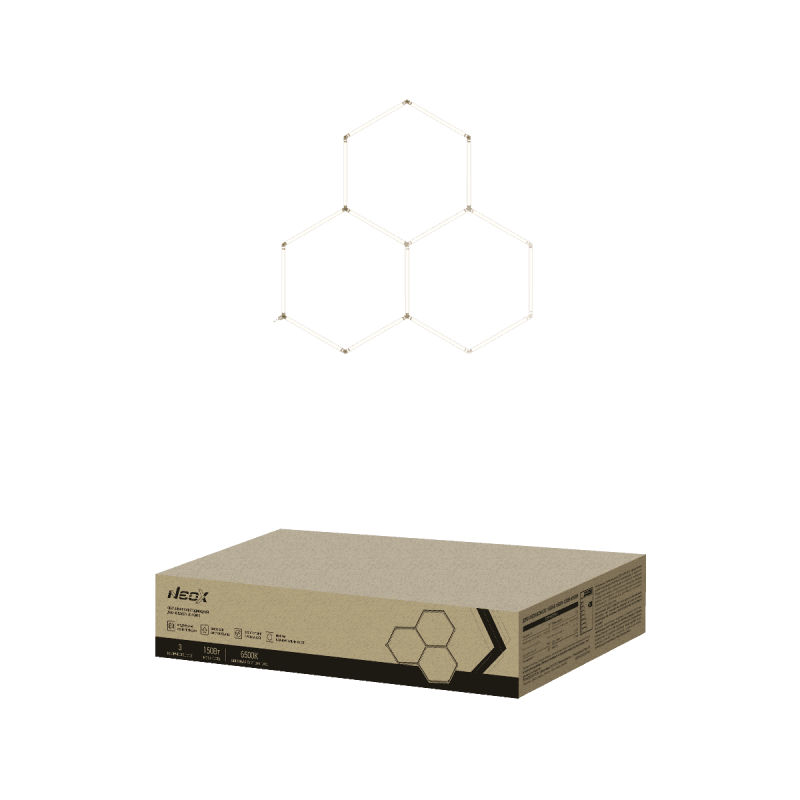 Светильник светодиодный ДБО-HEXAGON 3С-15065 150Вт 230В 6500К 3 соты 0.5м шнур с вилкой 1617x1611мм NEOX