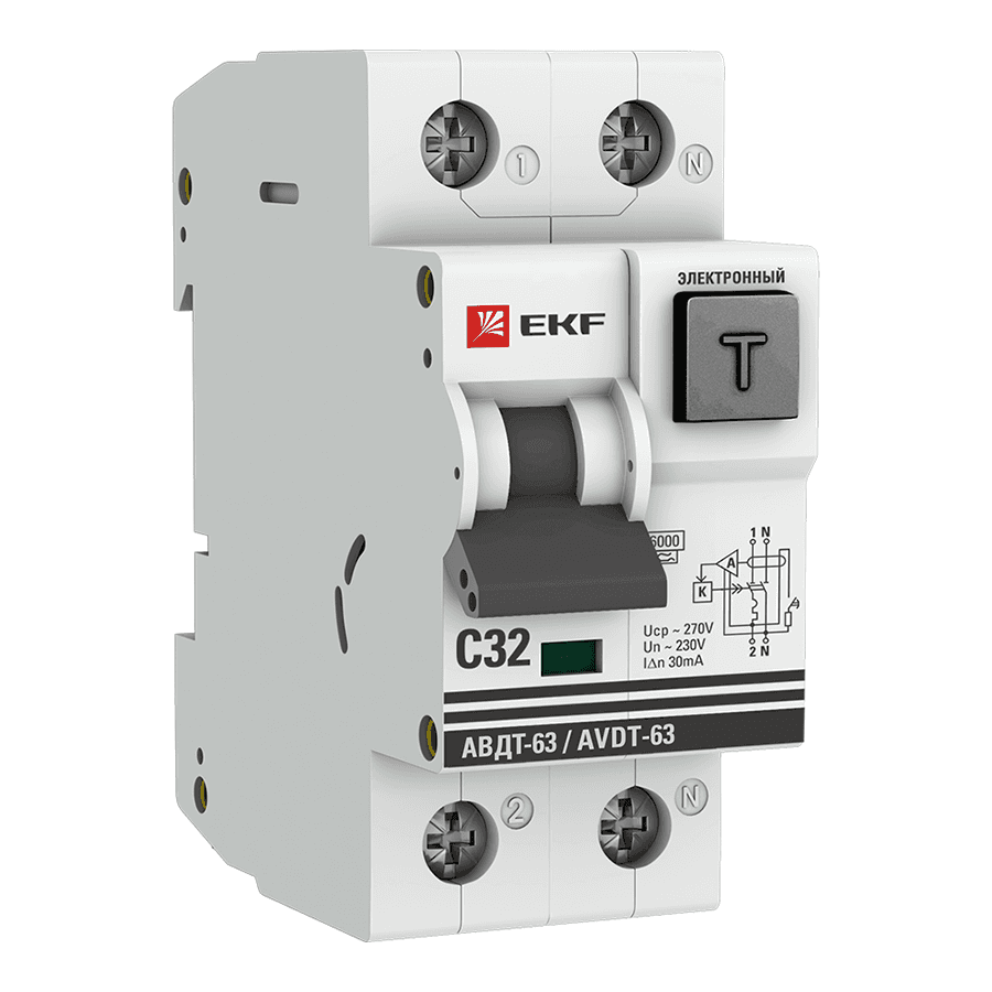 Автоматический выключатель дифференциального тока АВДТ-63 2п 32А 30мА С