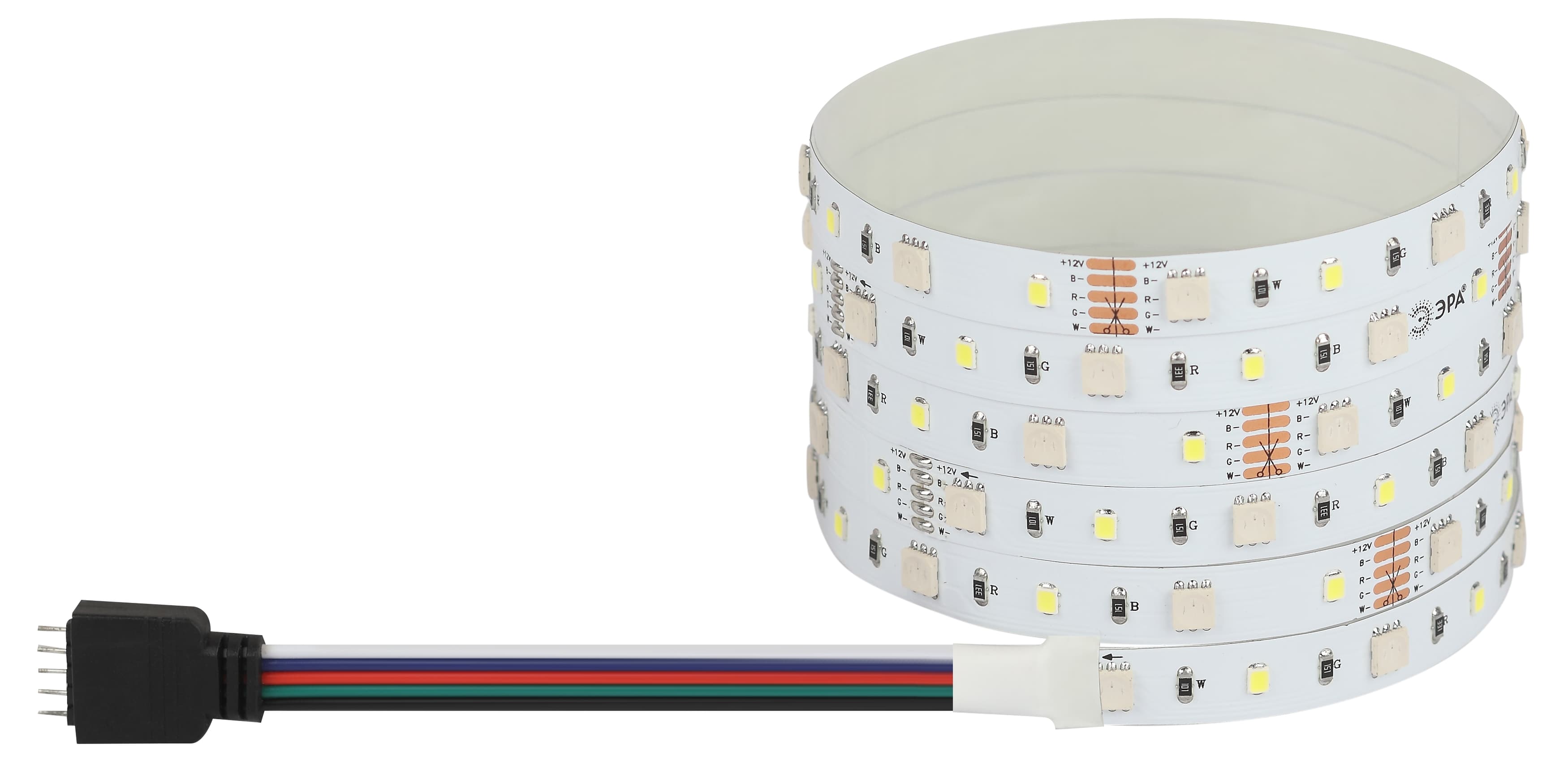 Лента светодиодная 14,4Вт/м 12В 6500К IP20 60LED/м LS5050-14,4-60-12-RGB+W(6500)-IP20-1 year-5m