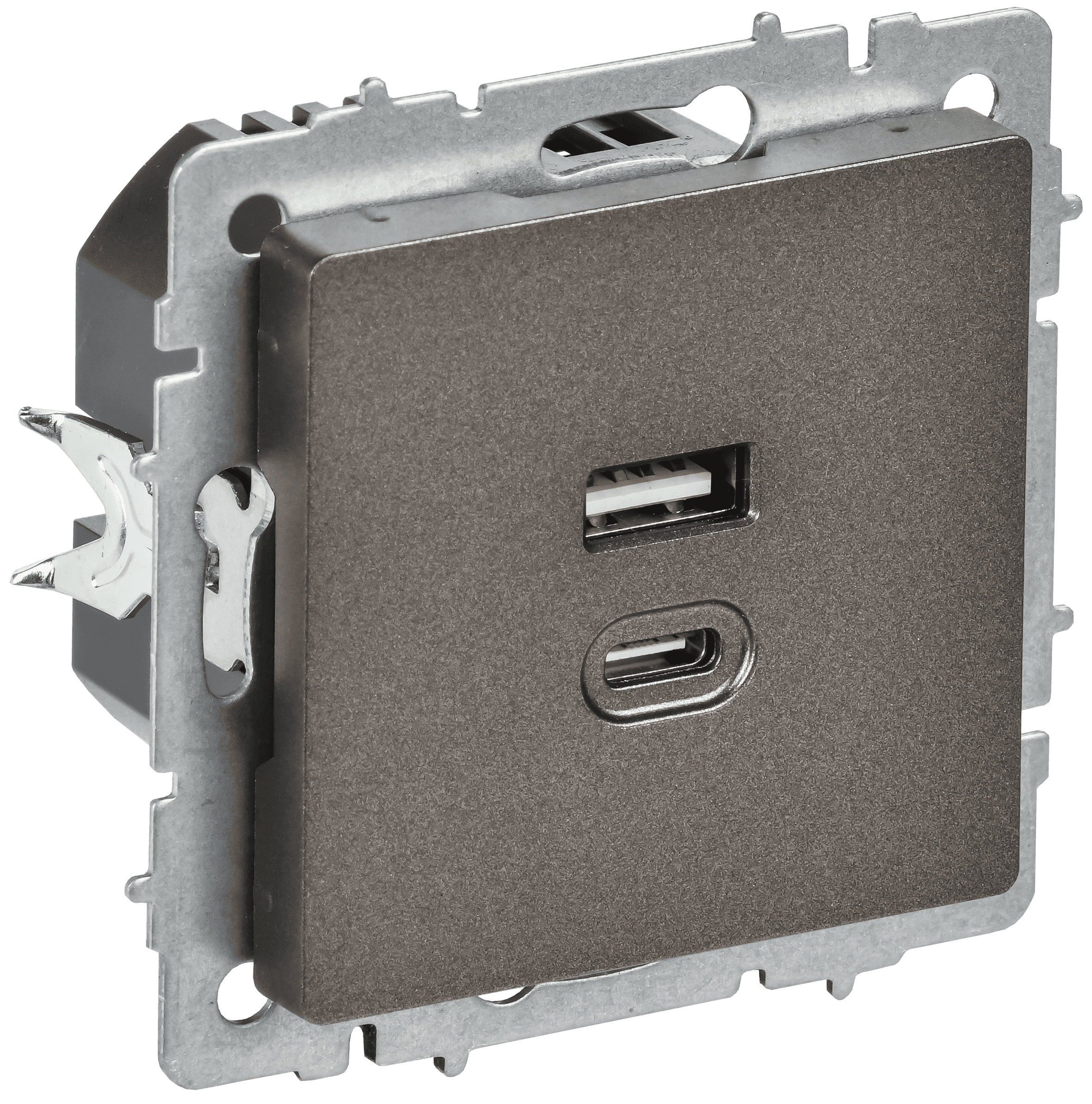 BRITE Розетка USB A+C 45Вт высокоскоростная зарядка РЮ11-2-БрТБ темная бронза IEK