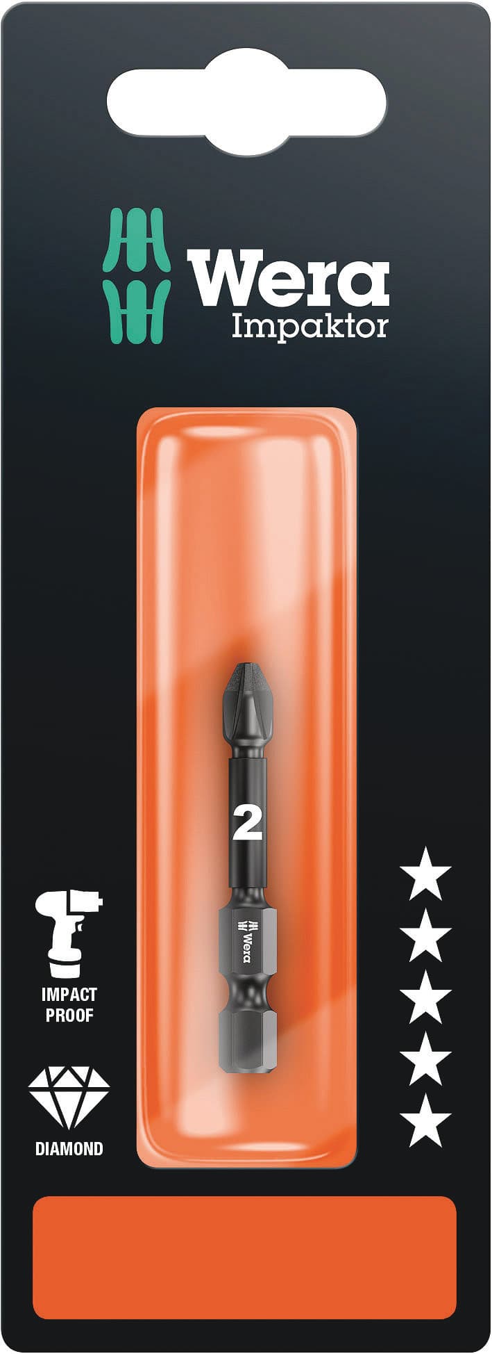 Бита ударная 855/4 IMP DC Impaktor PZ SB алмазное покрытие хвостовик 1/4 E 6.3 PZ 2X50 мм с держателем-еврослот