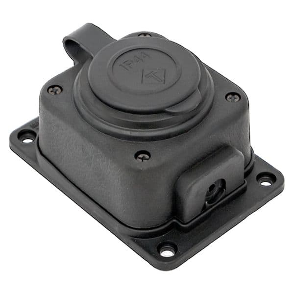 Роз. одномест. с защит. крышкой каучуковая 230В 2P+PE 16A IP44 DIY