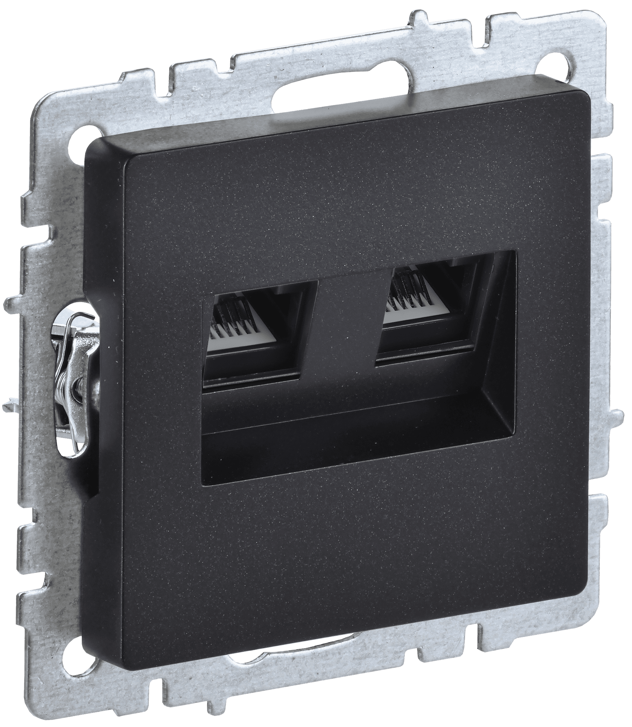 BRITE Розетка компьютерная двойная RJ45 кат.6 РК11-2-БрЧ черный IEK