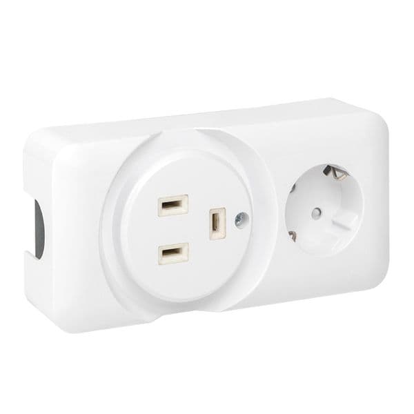 Розетка двойная (РШ/евро) 32А/16A 250В 2P+PE бел.