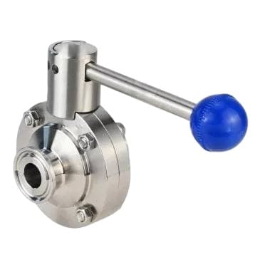 Затвор дисковый поворотный кламповый 304-304-Sil-2W-C-H Ду80 Ру10 корпус пищевая нержавеющая сталь 304, уплотнение Silicon, присоединение - кламп (clamp), с рукояткой