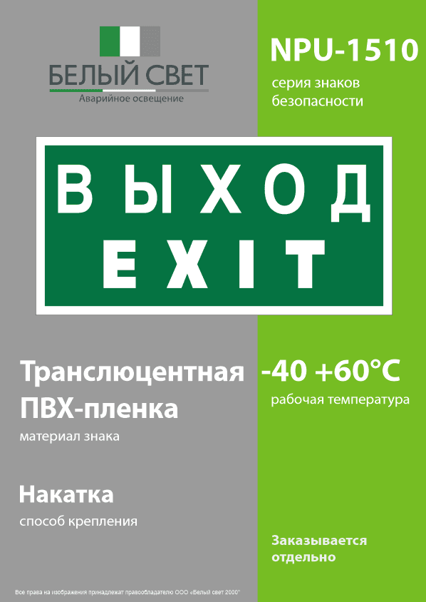 Знак безопасности NPU-1510.E24''Выход-EXIT''