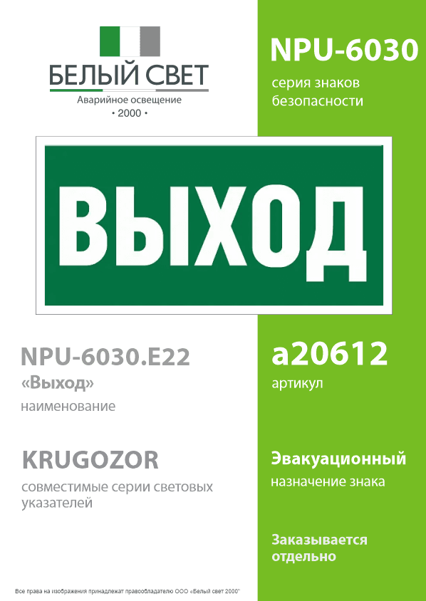 Знак безопасности NPU-6030.E22''Выход''