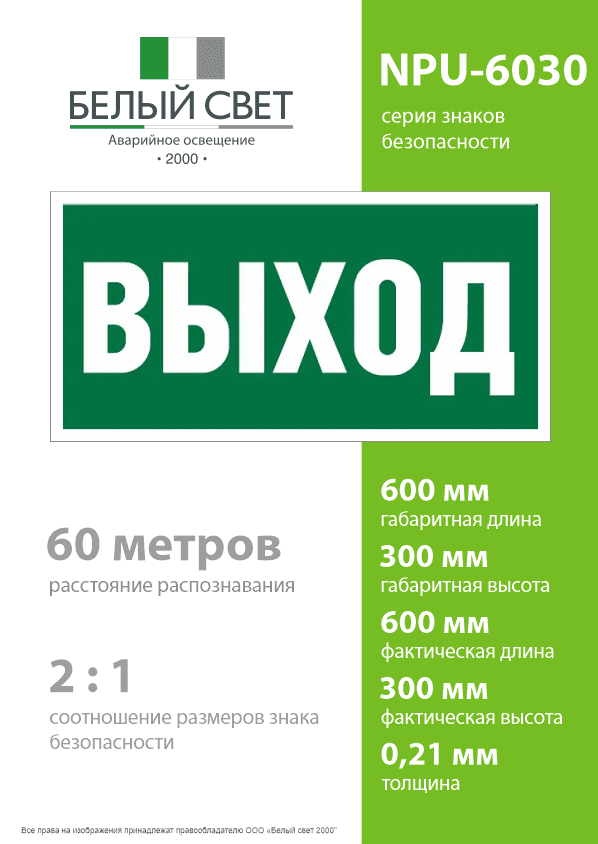 Знак безопасности NPU-6030.E22''Выход''