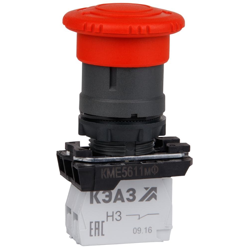 Кнопка КМЕ5101мФ-красный-0но+1нз-гриб-IP40