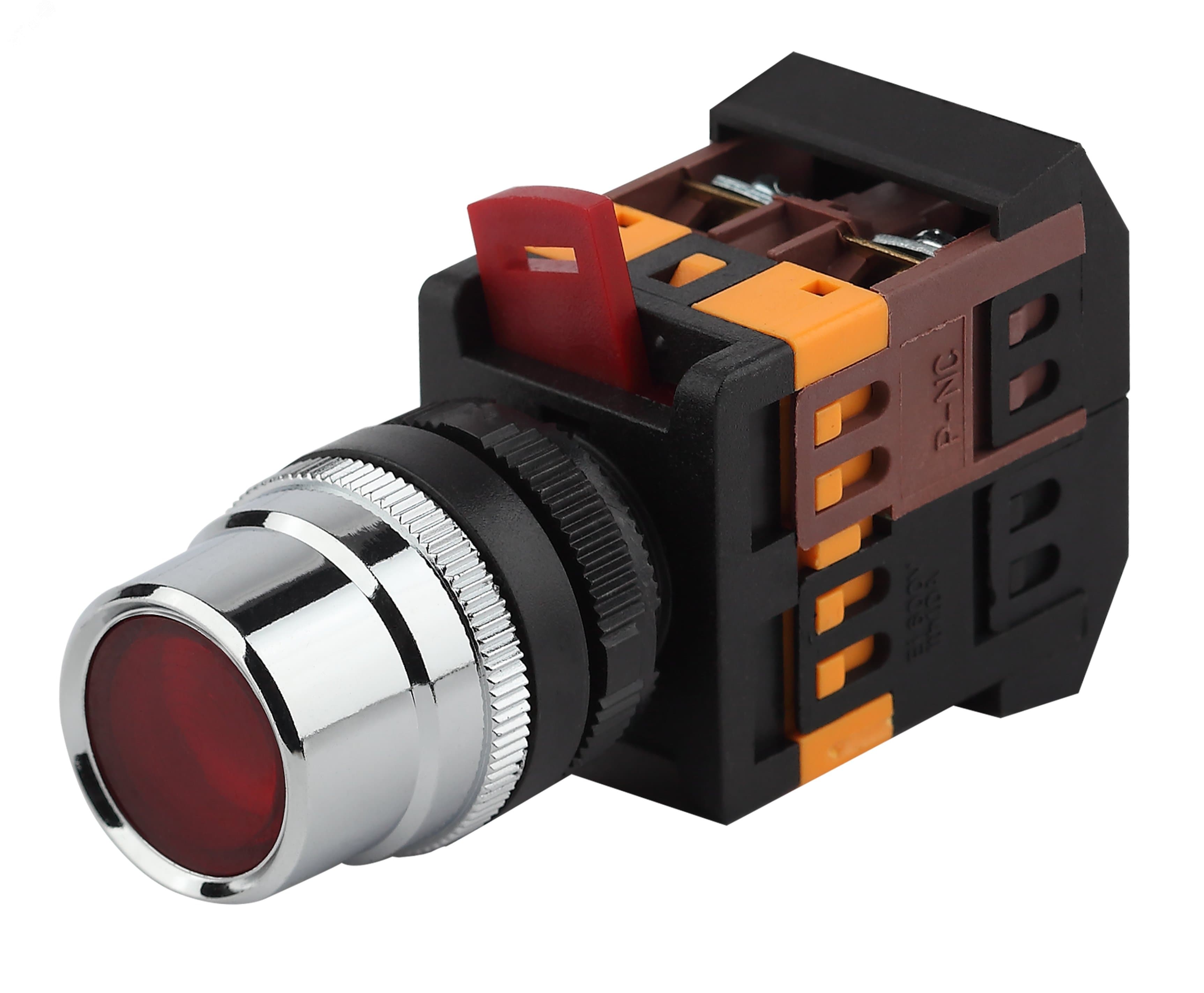 Кнопка ABLF-22 красный d22мм неон/240В 1з+1р