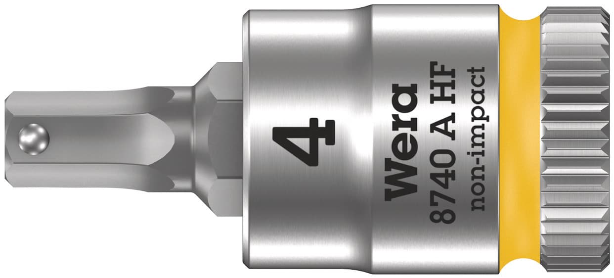 Головка торцевая 8740 A Hex-Plus HF Zyklop со вставкой под внутренний шестигранник DR 1/4 с функцией фиксации крепежа 4X28 мм