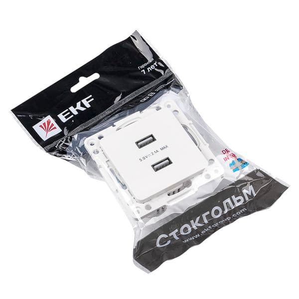 Стокгольм Механизм Розетки USB 2-местной 2,1А белый