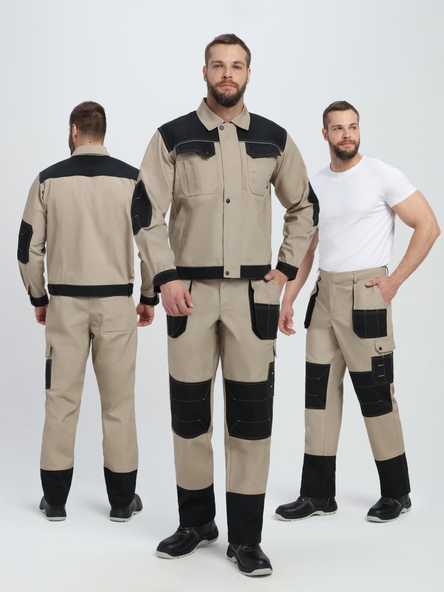 Костюм Вестгард-1 (тк.Канвас,260) брюки, бежевый/черный 56-58/ 158-164