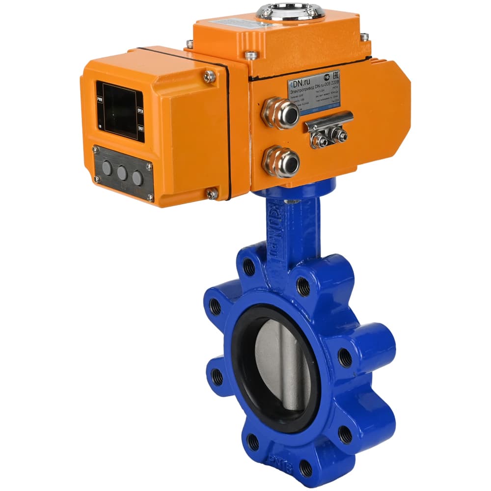 Затвор дисковый поворотный QT450-304-NBR-2W-Fb-H Ду100 Ру16 чугун QT450, диск нержавеющая сталь 304, уплотнение NBR, с электроприводом QT-100 220В с датчиком обратной связи и управляющим сигналом 0-10В