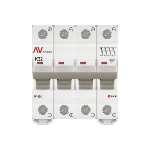 Выключатель автоматический AV-6 DC 4P 32A (K) 6kA AVERES