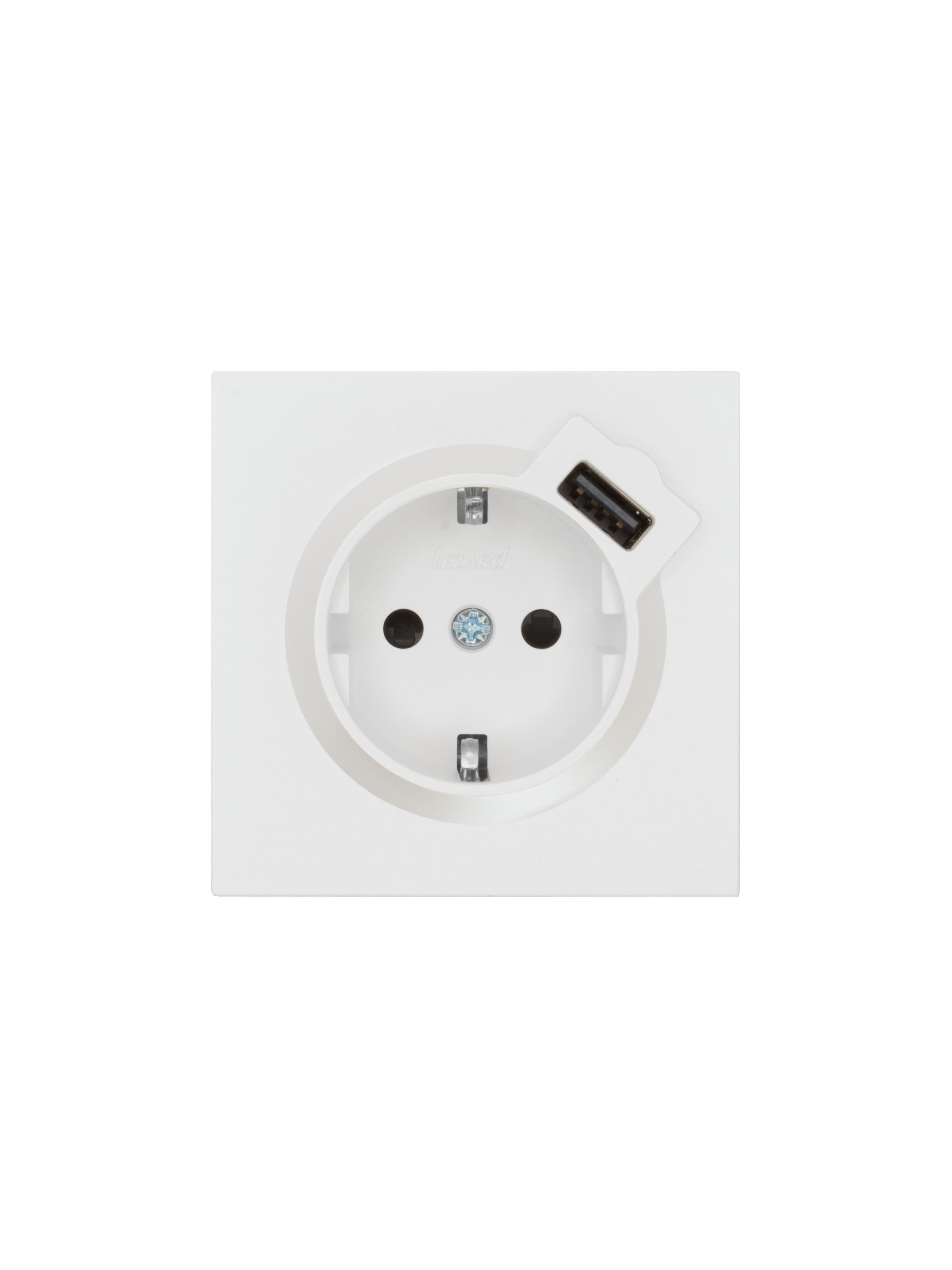 ZIMA Розетка с заземлением (16 А) + USB ,механизм, белая искра матовая