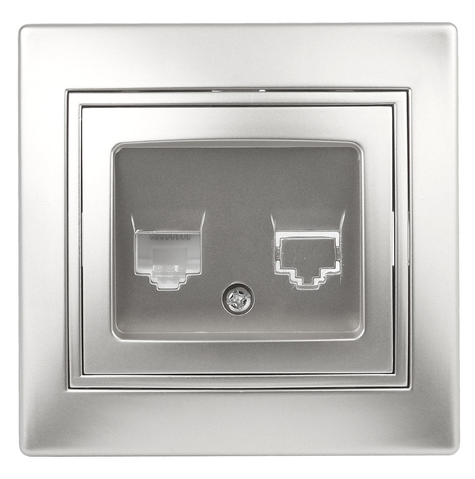 Розетка информационная RJ45, СУ, Plano, алюминий, 1-303-03