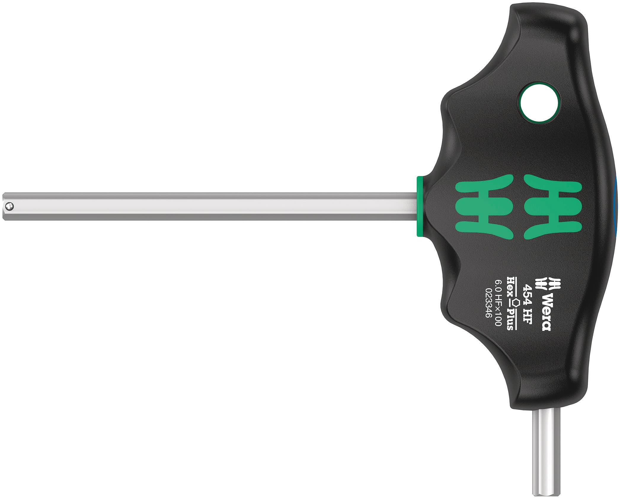 Отвёртка шестигранная 454 Hex-Plus HFс Т-образной рукояткой с функцией фиксации крепежа 6X100 мм с дополнительным коротким рабочим концом