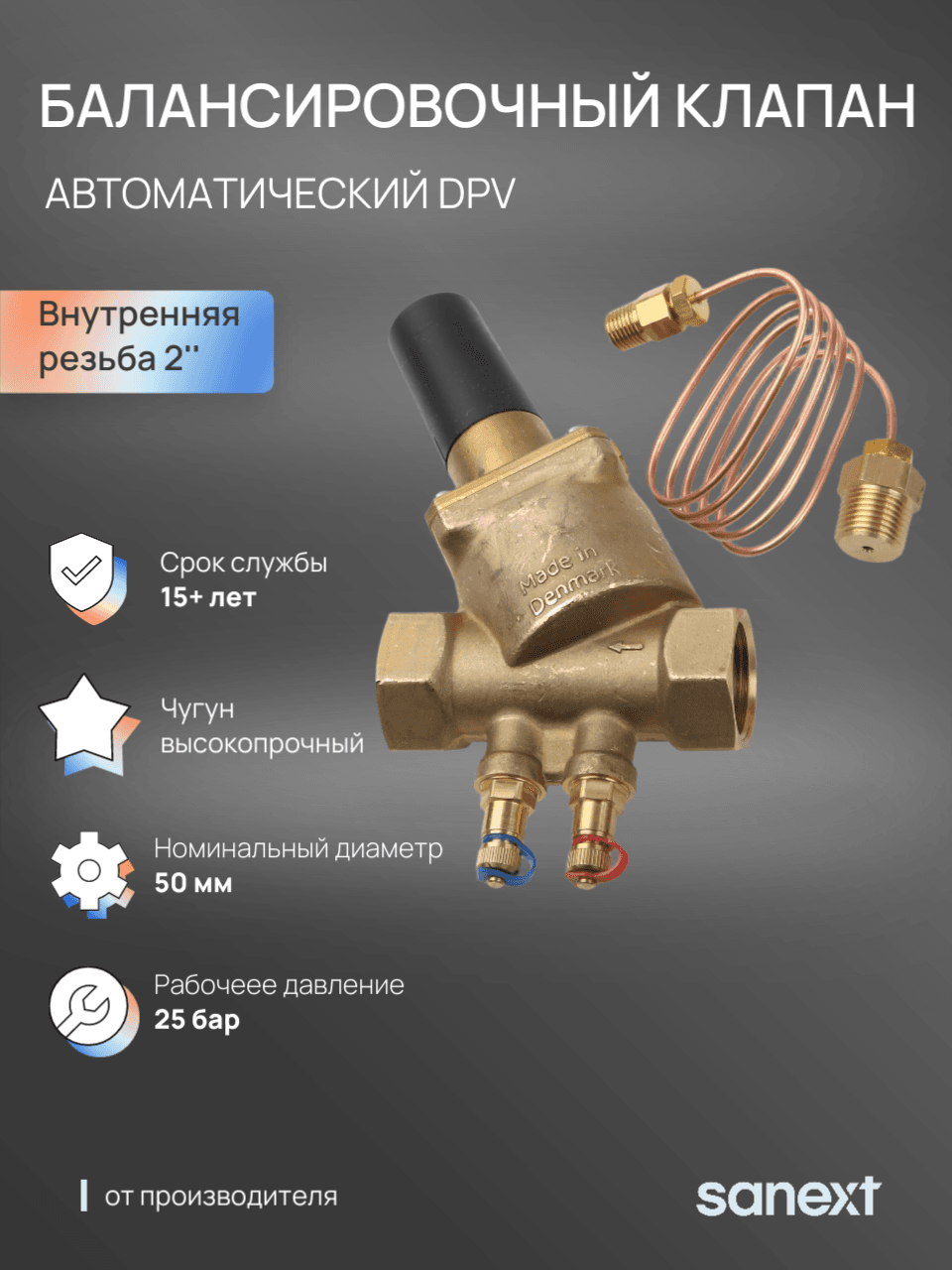 Автоматический балансировочный клапан DPV Ду 50, ВР 2'