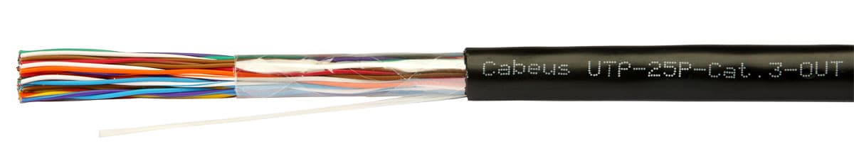 Витая пара U/UTP Cat 3 25 пар 24 AWG solid OUT UV PE