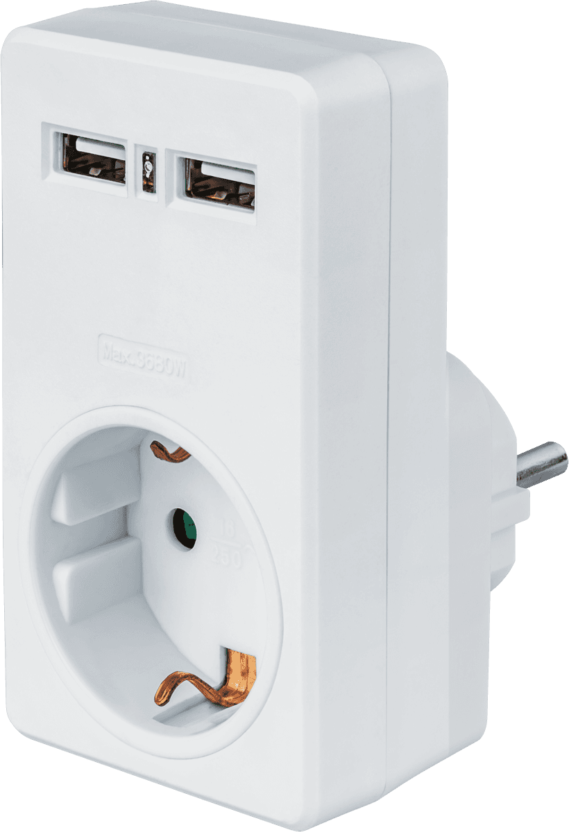 Адаптер с/з 1 гнездо USB2.1A NAD-USB02-1E-C-WH