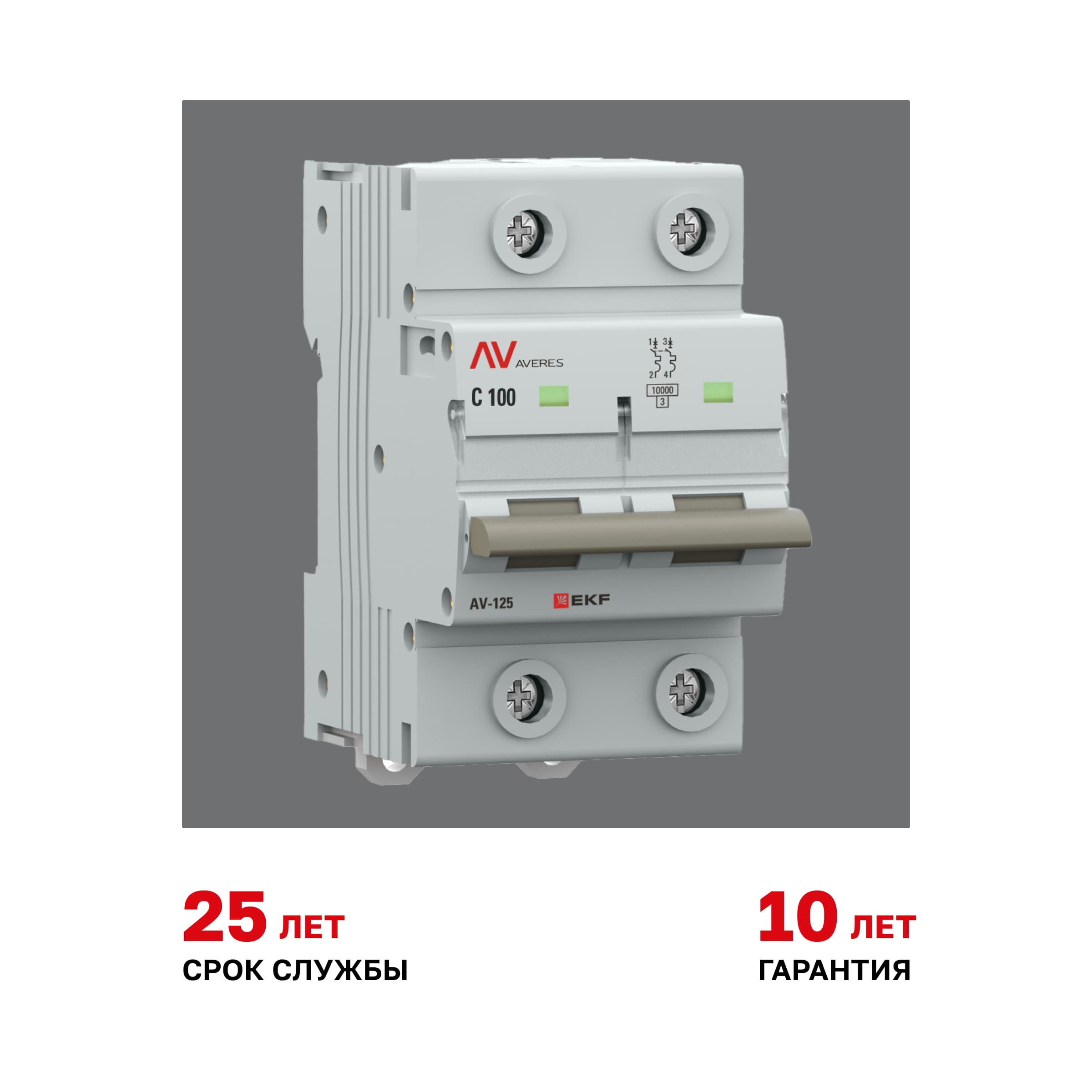 Выключатель автоматический AV-125 2P 80A (C) 10kA AVERES
