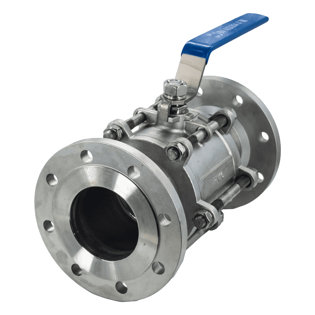 Кран шаровый фланцевый трехсоставной нержавеющий (3PC), AISI304 DN 100 (4'), (CF8), PN16