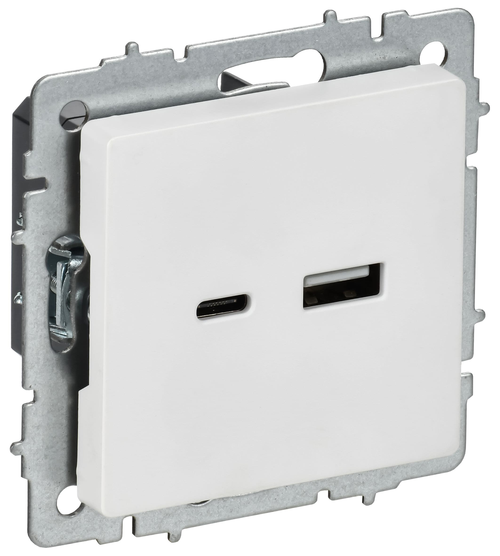 BRITE Розетка USB A+C 18Вт РЮ11-1-БрАБ арктический белый
