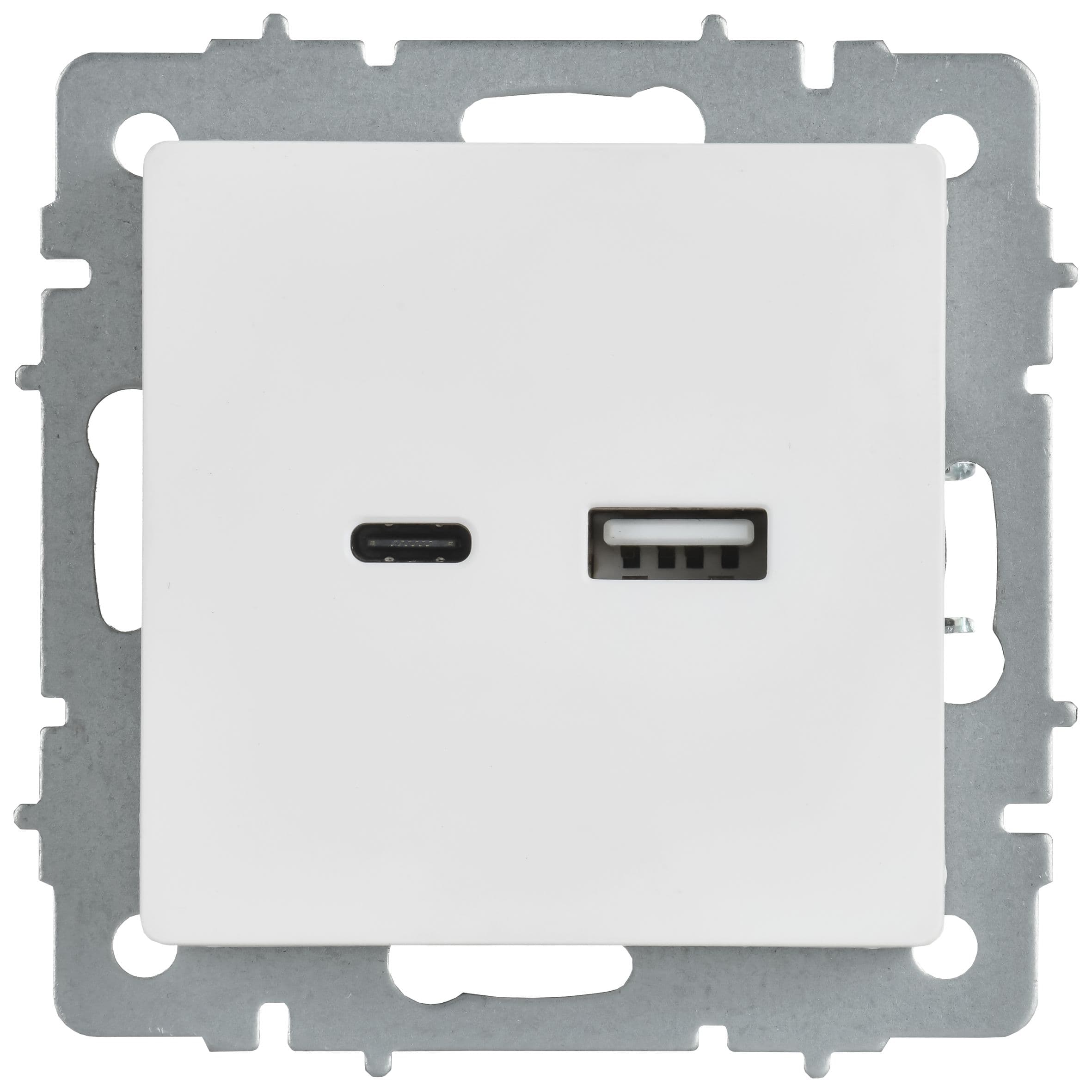 BRITE Розетка USB A+C 18Вт РЮ11-1-БрАБ арктический белый