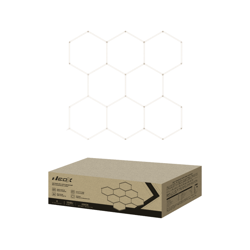 Светильник светодиодный ДБО-HEXAGON 8С-35065 350Вт 230В 6500К 8 сот 0.5м шнур с вилкой 2350х2442мм NEOX