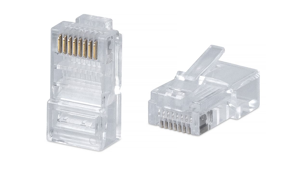 Коннектор RJ-45 быстрой установки под витую пару, категория 5e, универсальный (для одножильного и многожильного кабеля) для проводников с толщиной по изоляции до 1,05 мм