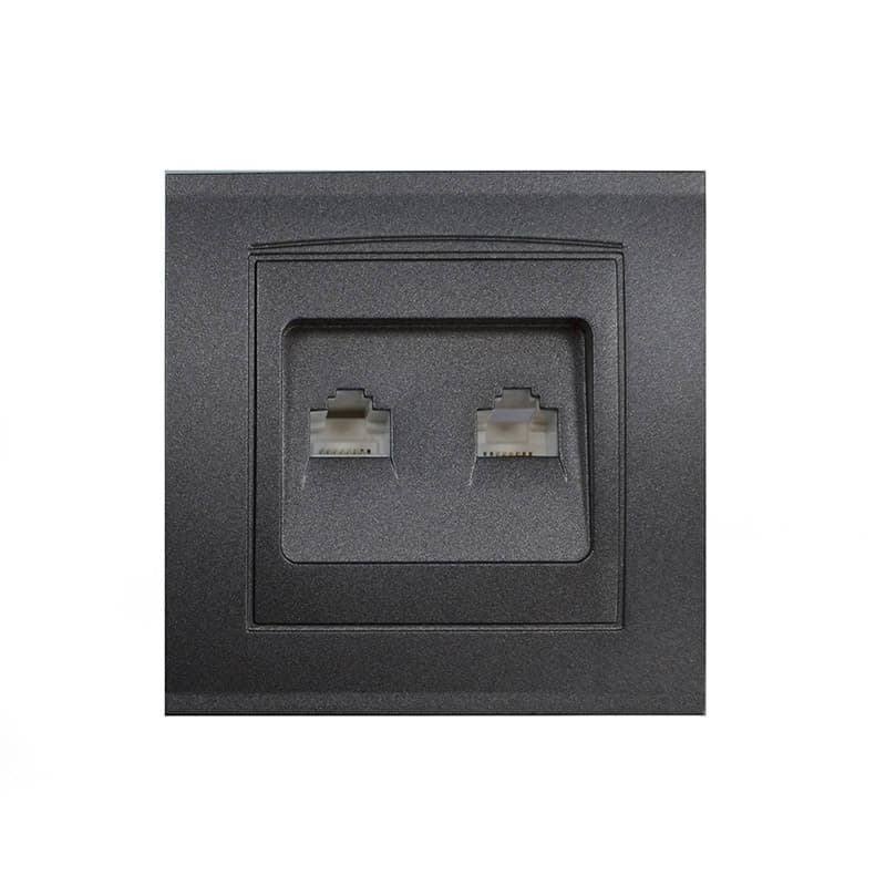 Розетка 2RJ45 серия Бриллиант,скрытой установки, 1А, механизм, графит