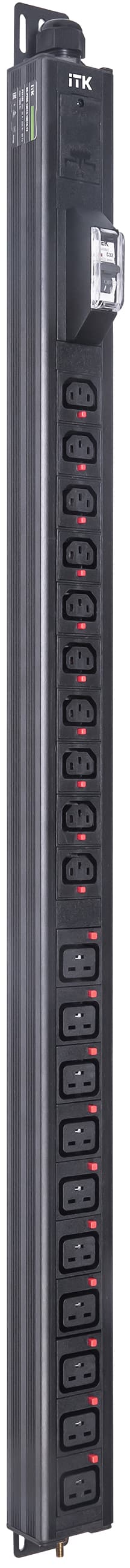 Блок распределения питания ITK BASE PDU PV1102 25U 1ф 32А 10C13 10C19 без каб.