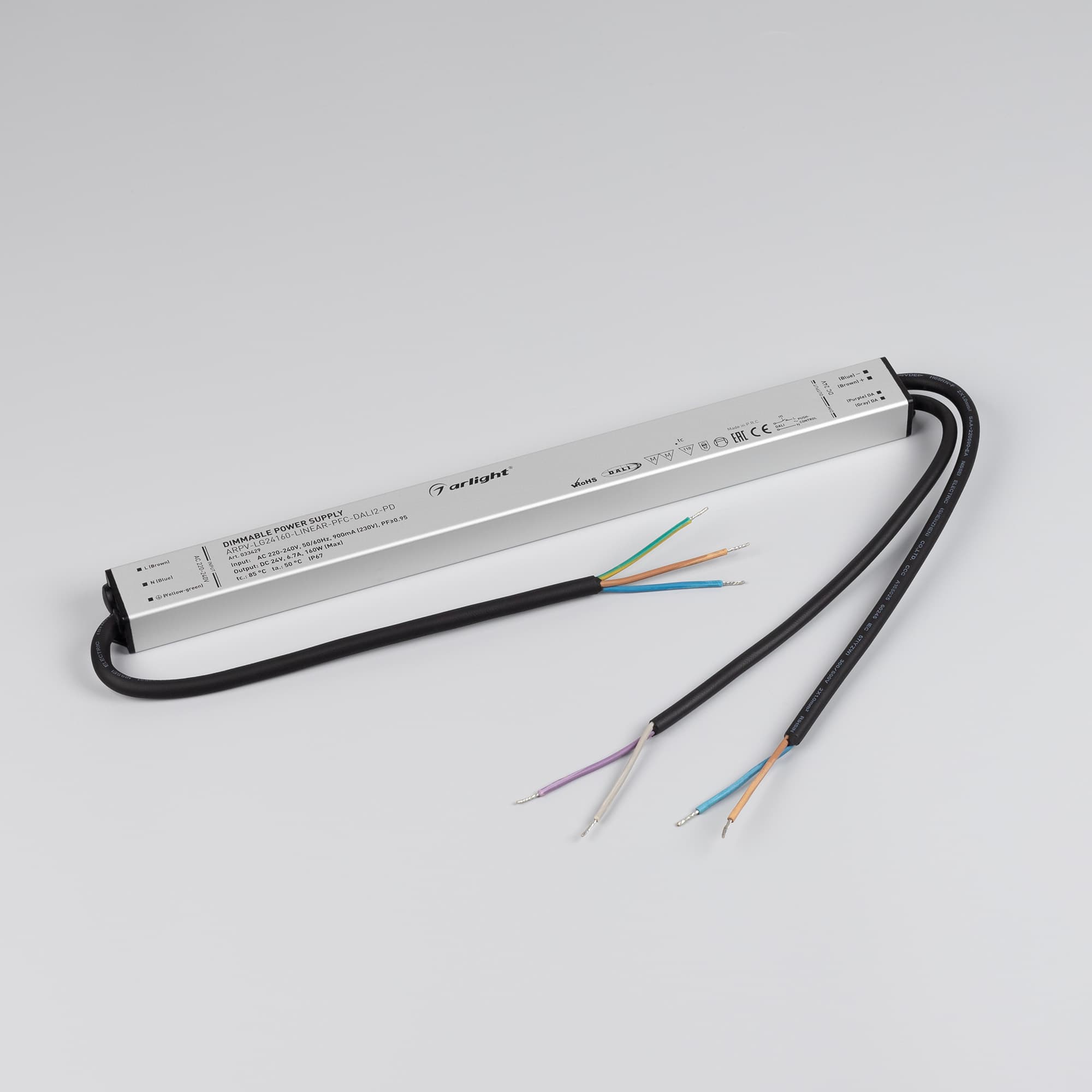 Блок питания ARPV-LG24160-LINEAR-PFC-DALI2-PD (24V, 6.7A, 160W) (IP67 металл, 5 лет)