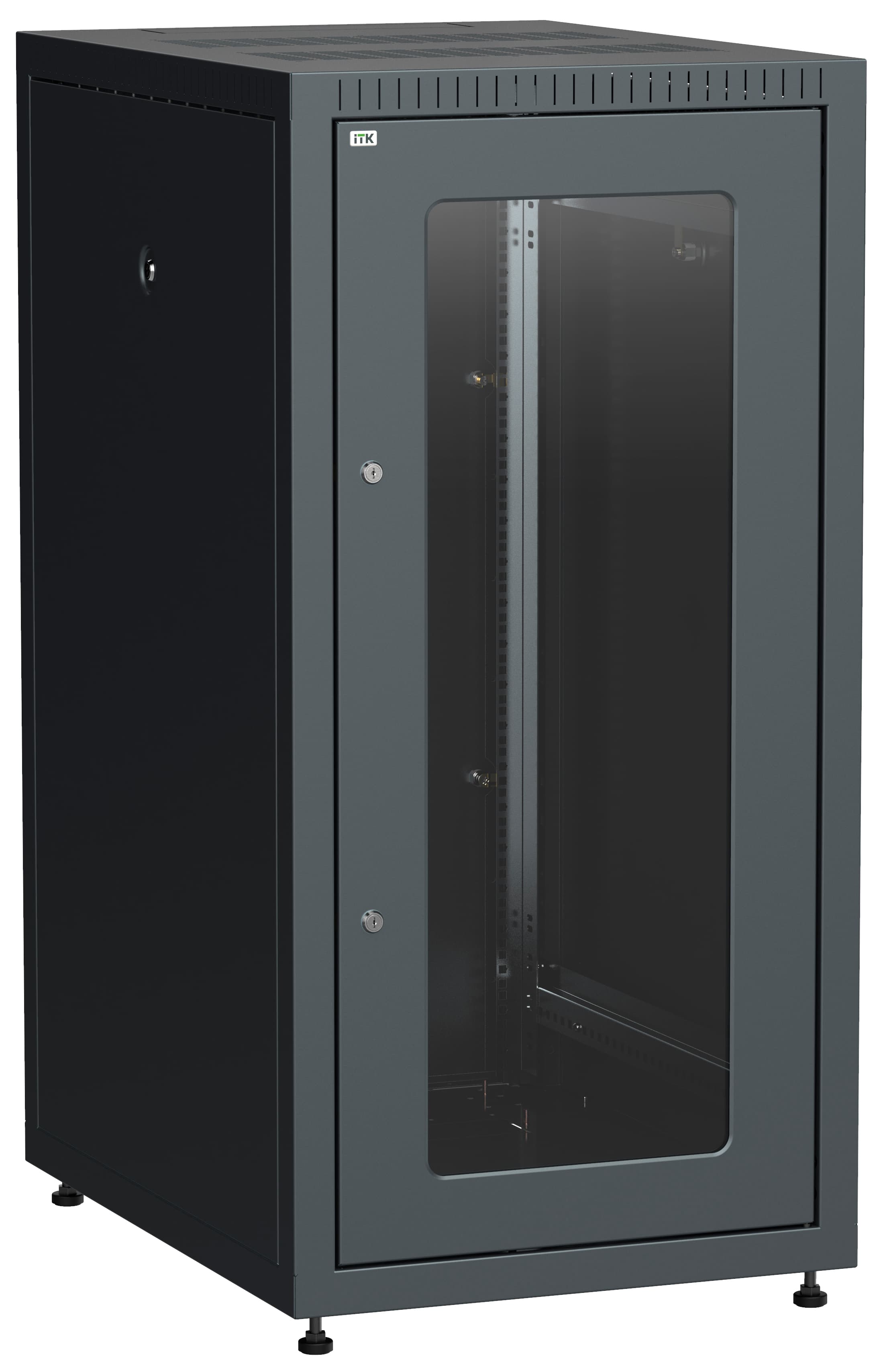 Шкаф LINEA E 18U 600х800мм двери 2шт стекло и металл черный