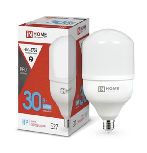 Лампа светодиодная LED-HP-PRO 30Вт 230В Е27 6500К 2850Лм IN HOME