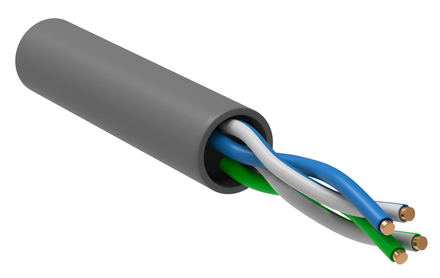 Витая пара U/UTP кат 5E 2х2х24AWG solid LSZH 500м серый