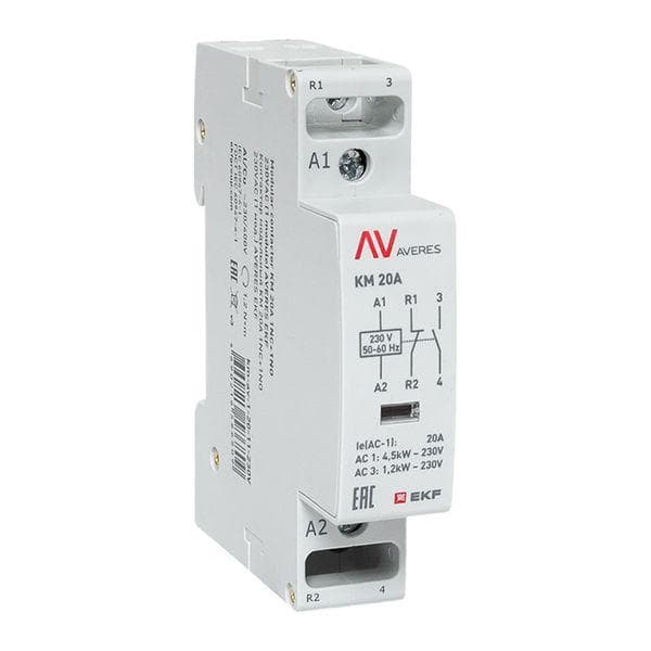Контактор модульный КМ 20А 1NC+1NO 230VAC (1 мод.) AVERES