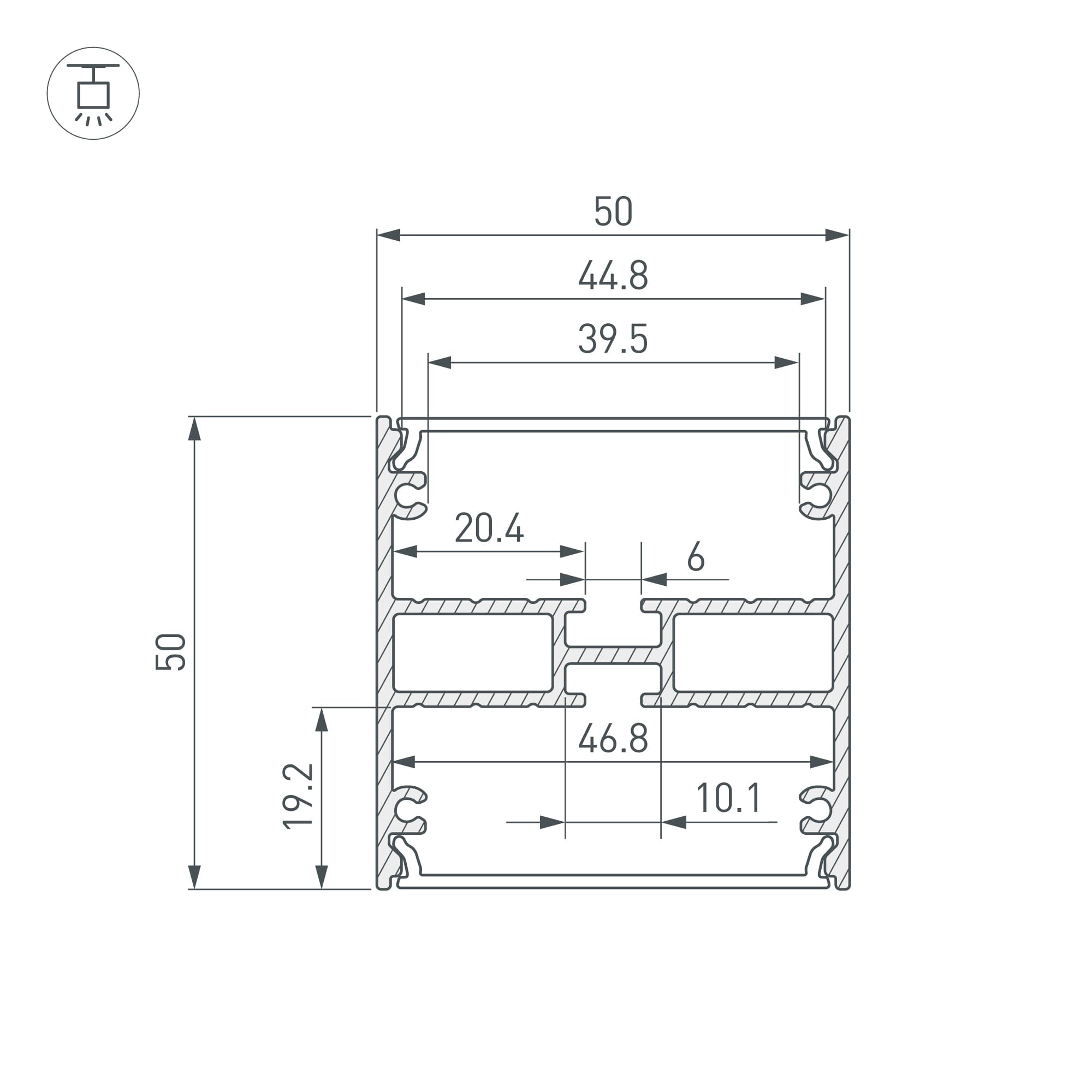 Профиль LINE-5050-DUAL-3000 ANOD (ARL, алюминий)