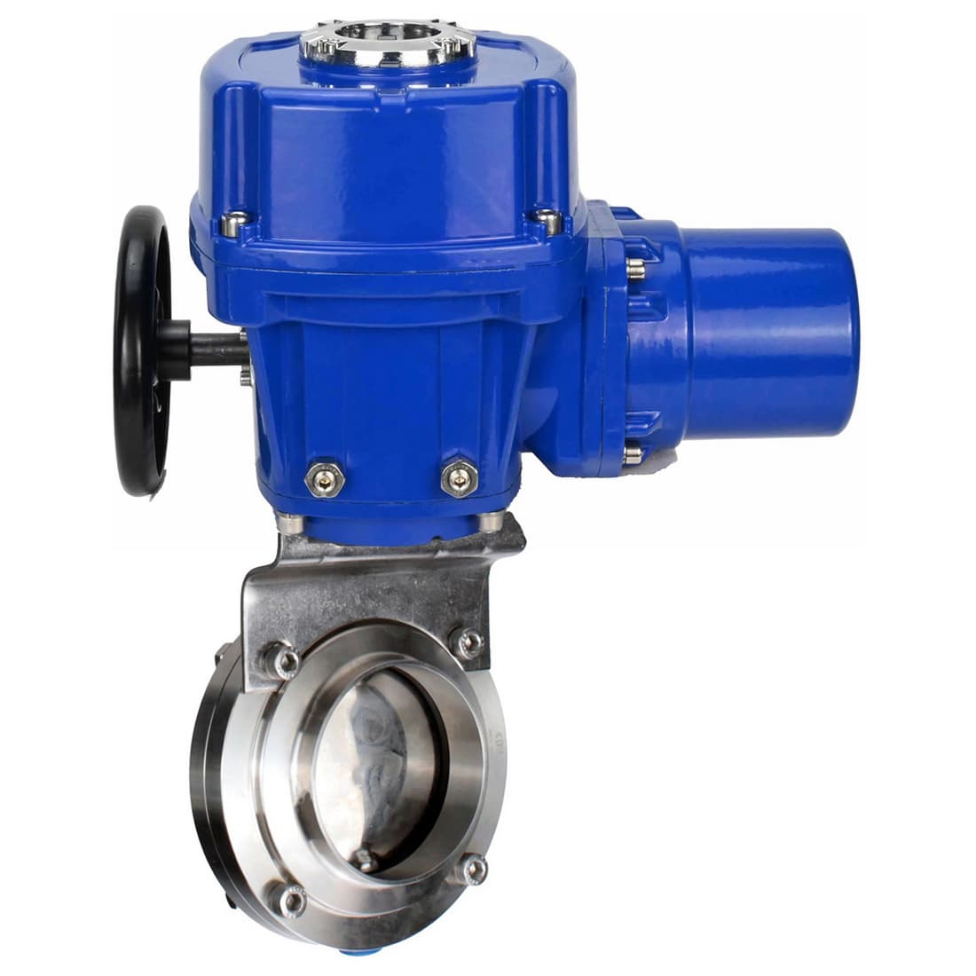 Затвор дисковый поворотный 304-304-Sil-2W-C-H Ду15 Ру10 кламповый, корпус пищевая нержавеющая сталь 304, уплотнение Silicon, с электроприводом QT-W (M)-005 380В
