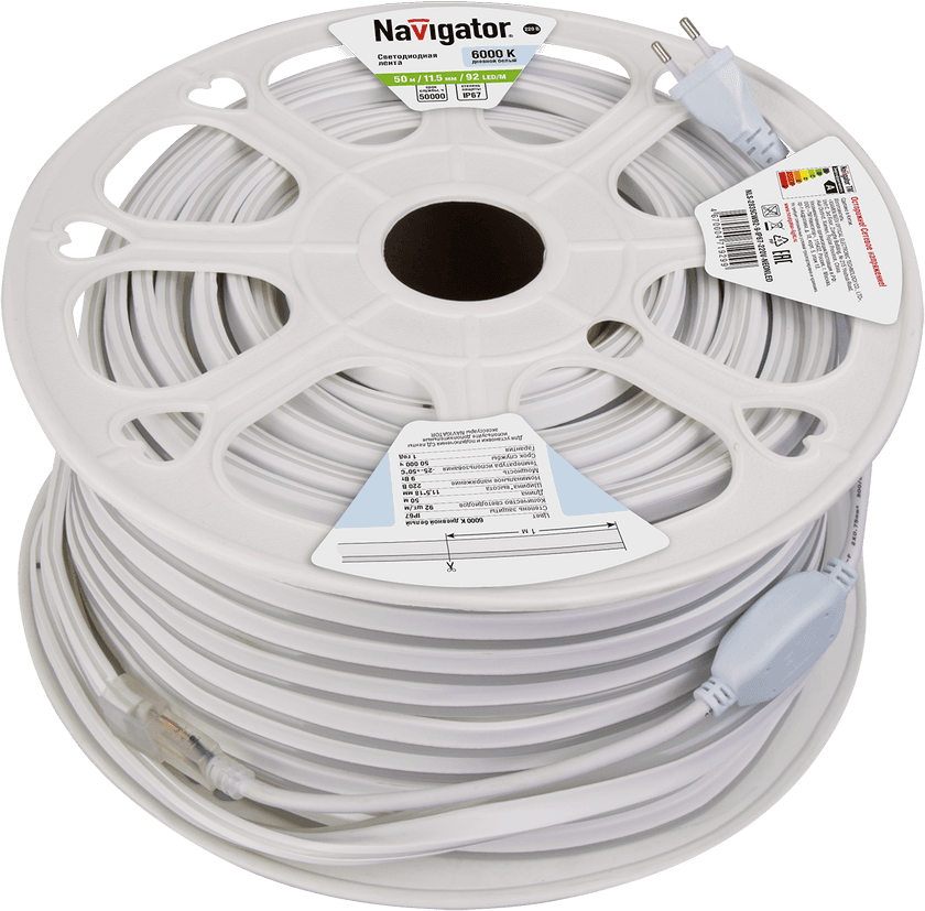 Лента светодиодная 9Вт/м 220В 6000К IP67 92LED/м NLS-2835 20м