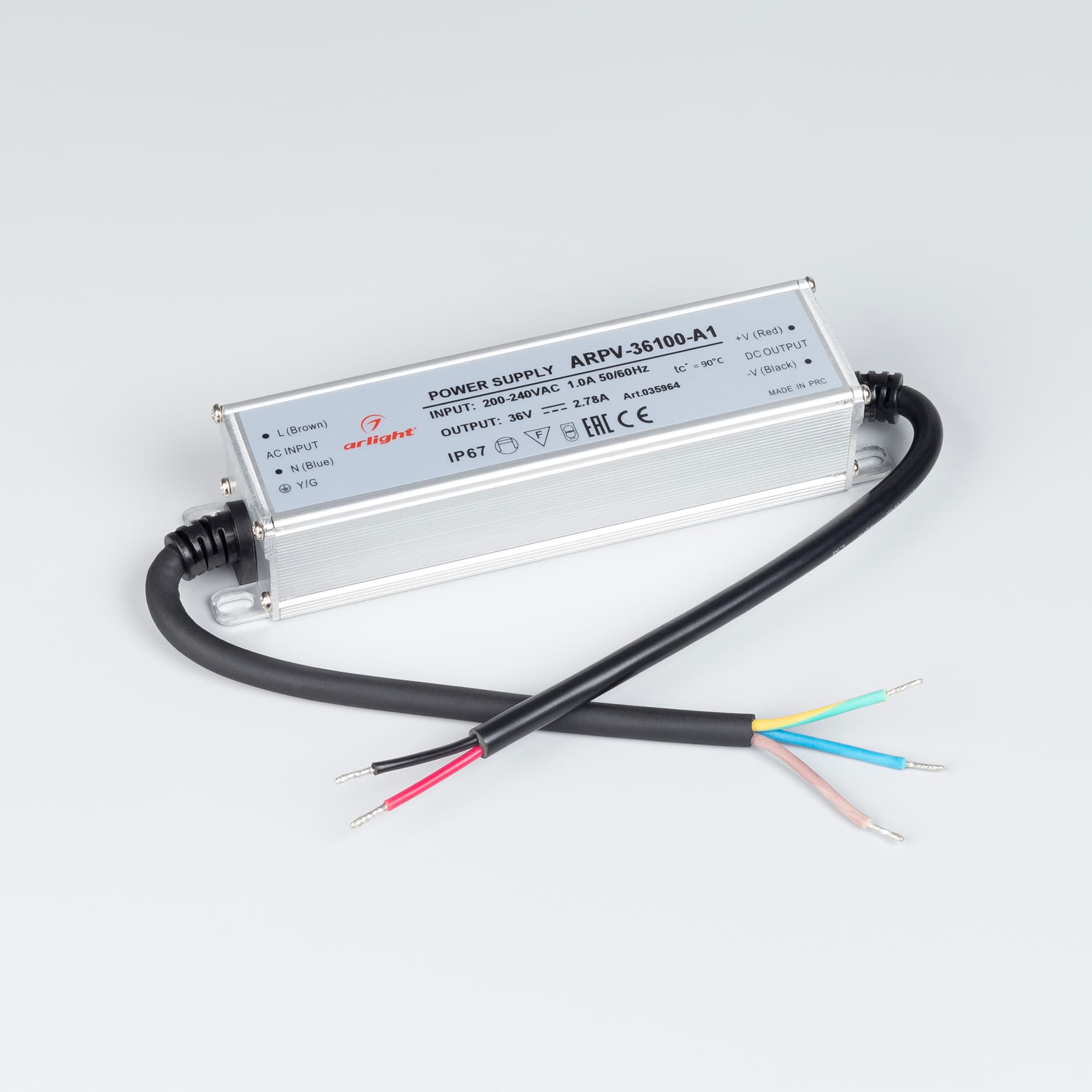 Блок питания ARPV-36100-A1 (36V, 2.78A, 100W) (IP67 металл, 3 года)