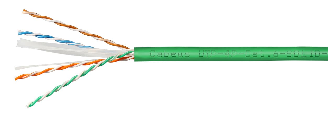 Витая пара U/UTP Cat 6 4 пары 23 AWG solid нг(А)-LSLTx зеленый 305м