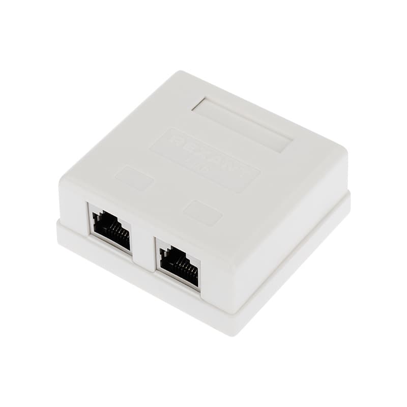Розетка компьютерная внешняя 2-порта RJ-45 8P8C FTP экранированная кат6,