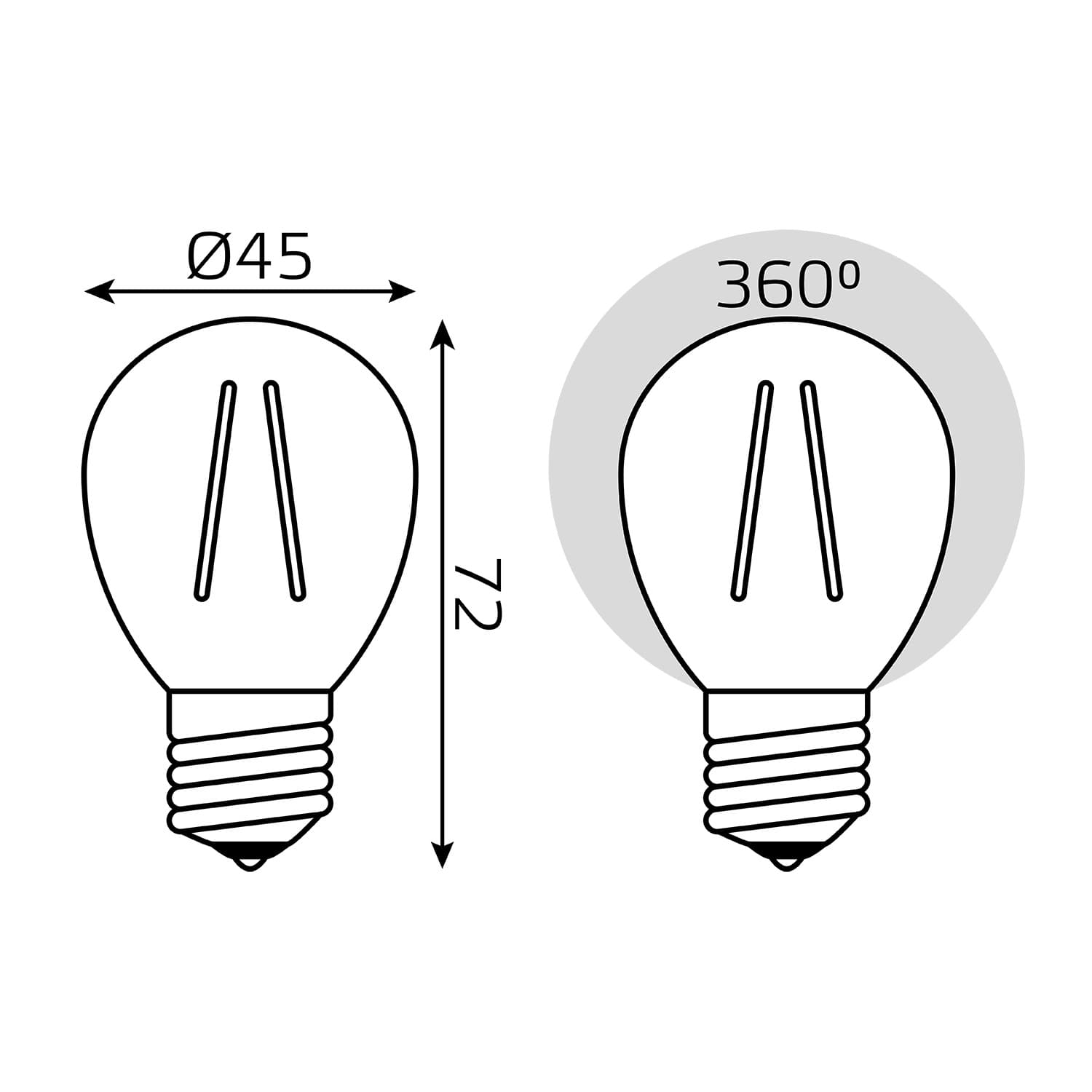 Лампа светодиодная филаментная LED 5 Вт 450 лм 4100К шар P45 нейтральный E27 AC 220В прозрачная колба Black Filament